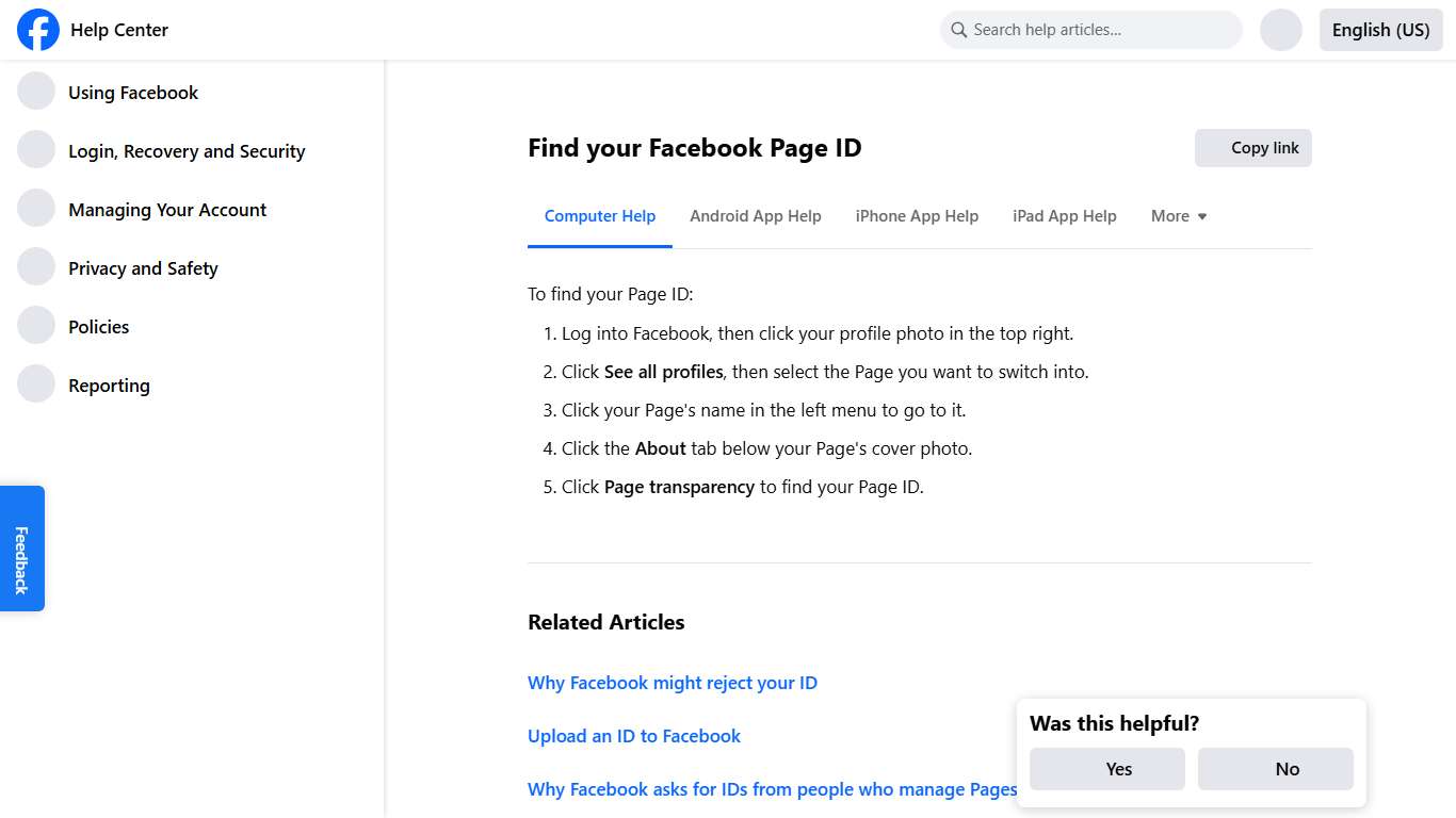 Find your Facebook Page ID Facebook Help Center